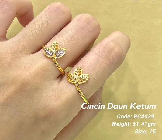 22k Daun Ketum Minimalist Ring