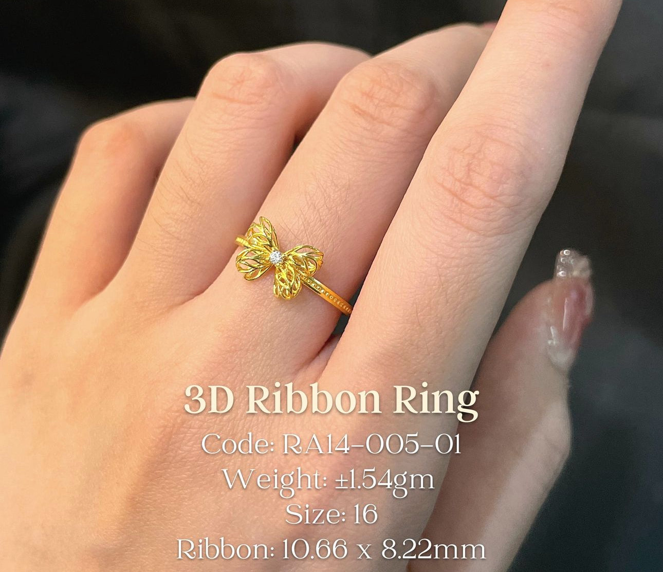 22k 3D Ribbon Ring