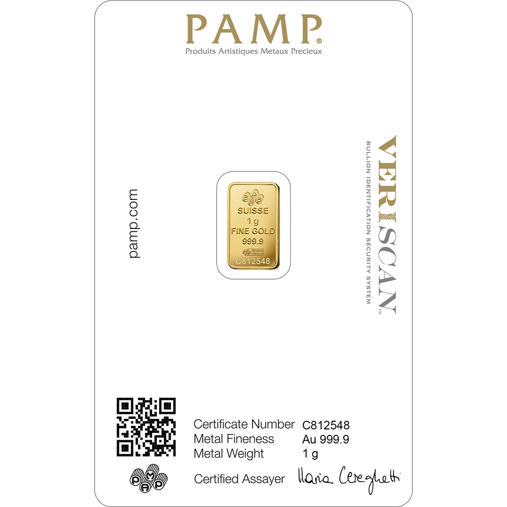 PAMP Lady Fortuna Gold Minted Bar - 1g