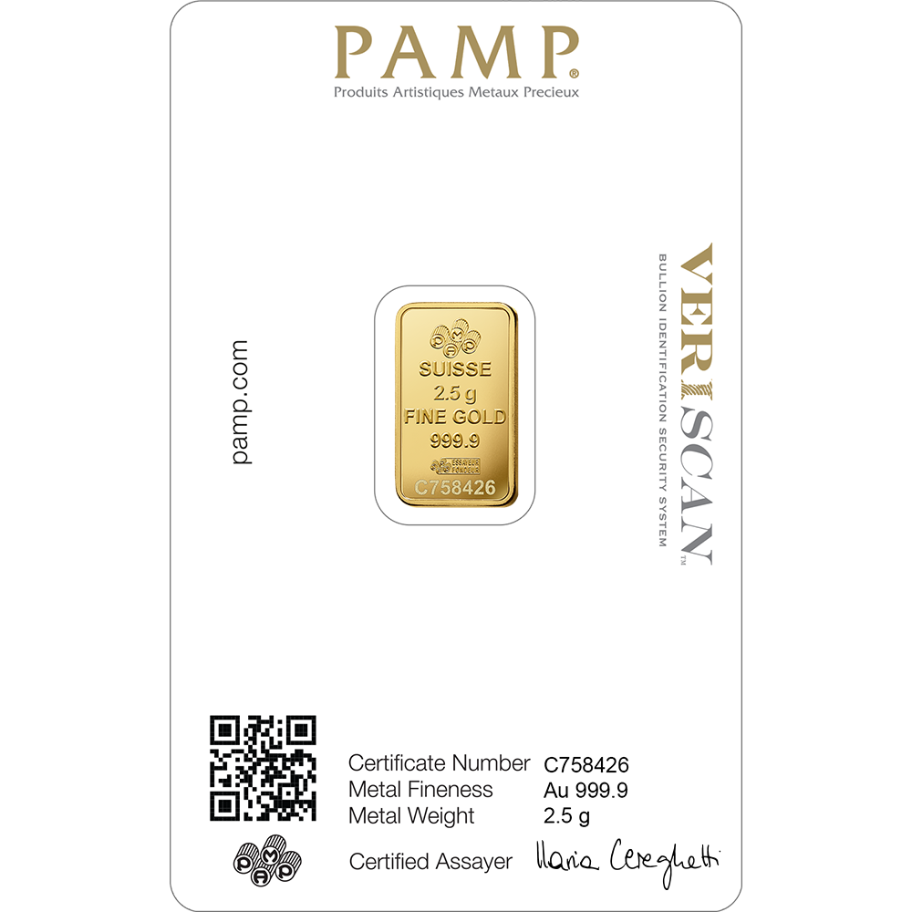 PAMP Lady Fortuna Gold Minted Bar - 2.5g